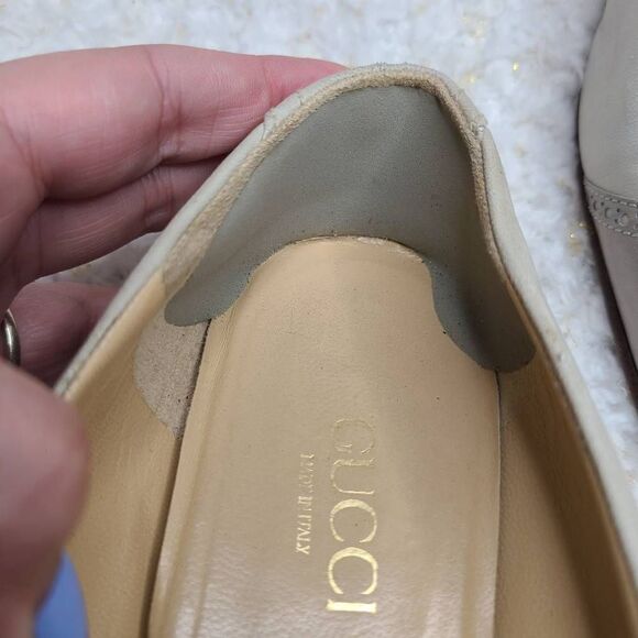 Gucci Vintage Two Tone Square Cap Toe Leather Flats Size 36.5 - Picture 3 of 11